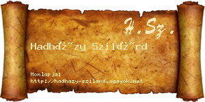 Hadházy Szilárd névjegykártya